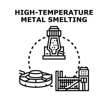 High temperature metal smelting process in metallurgy industry Stock Illustration