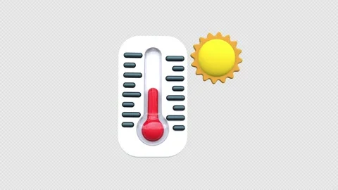 High temperature with a sunny day, shown by a thermometer and a sun symbol .. Stock Footage 304520340