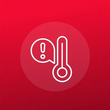 High temperature warning icon in line design Stock Illustration
