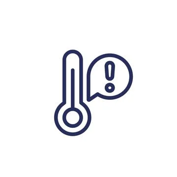 High temperature warning icon, line vector Ilustração Stock