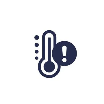 High temperature warning icon, pictogram on white Ilustração Stock