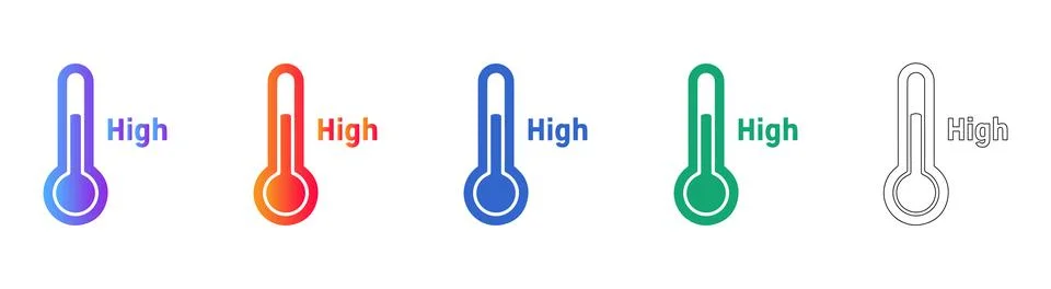 High Temperature Warning Interface Icons Stock Illustration