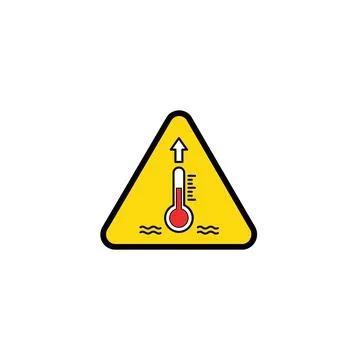 High temperature warning sign icon for heatwave and climate alert Stock Illustration