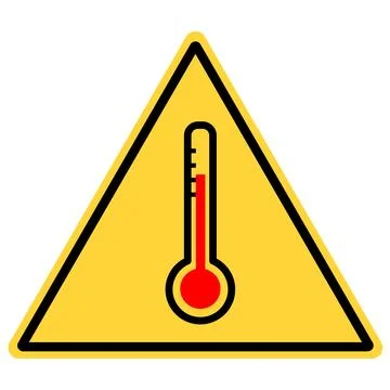 High temperature warning sign. Thermometer and danger symbol. 스톡 일러스트