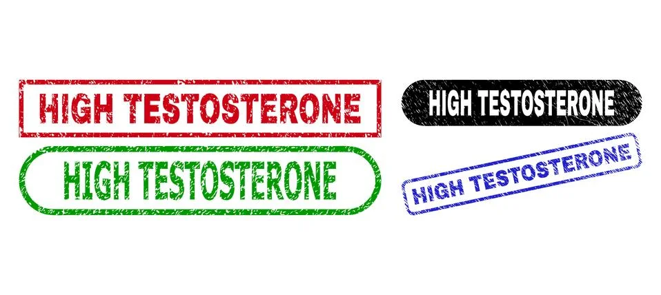 HIGH TESTOSTERONE Rectangle Stamps Using Corroded Texture Stock Illustration