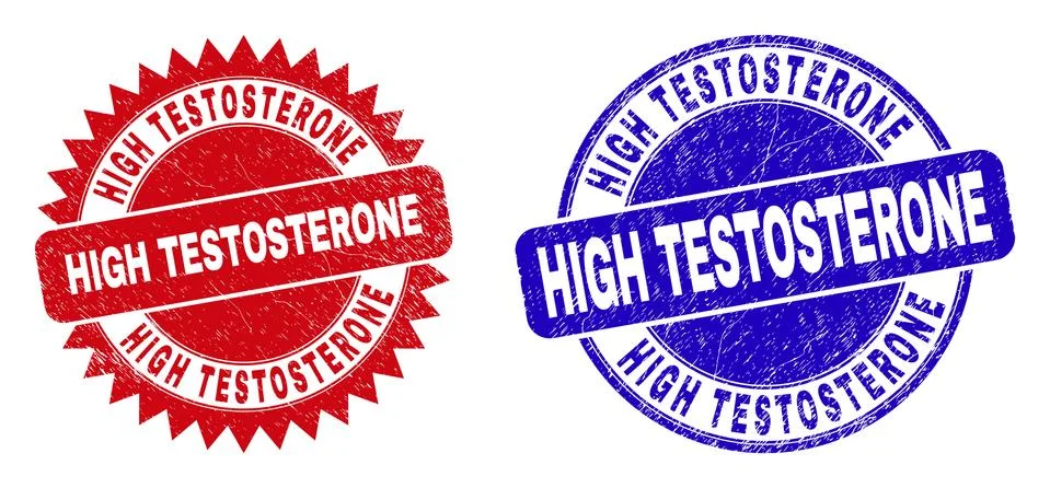 HIGH TESTOSTERONE Rounded and Rosette Seals with Corroded Surface Stock Illustration