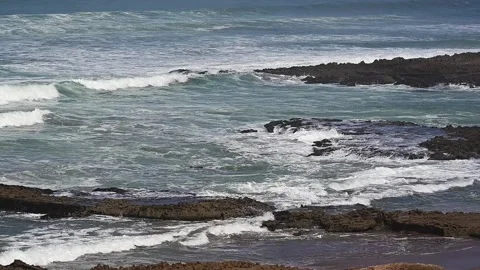 High tide and huge waves in the Atlantic Ocean, Morocco. Stock Footage 229032977