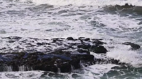 High tide and huge waves in the Atlantic Ocean, Morocco. Stock Footage 229035978