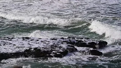 High tide and huge waves in the Atlantic Ocean, Morocco. Stock Footage 229039079