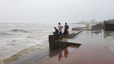 High tide at Bandra Stock Footage 113567894