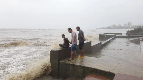 High tide at Bandra Video stock 113567915