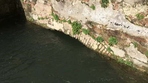 High tide - canal - water flowing under the bridge Stock Footage 86201220