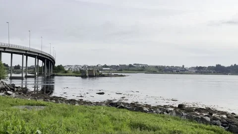 High tide flows under the bridge Stock Footage 209150833