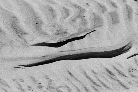 High tide lines in sand Stock Photos