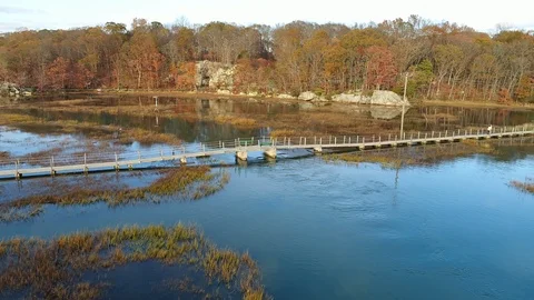 High tide at marsh bridge Video stock 96669425