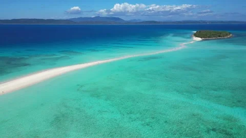High tide on the sandbar between the islands Nosy Iranja. Madagascar Stock Footage 323785886