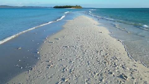 High tide on the sandbar between the islands Nosy Iranja. Madagascar Stock Footage 324412914