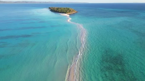 High tide on the sandbar between the islands Nosy Iranja. Madagascar Stock Footage 324418356