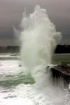 High tide with waves Stock Photos