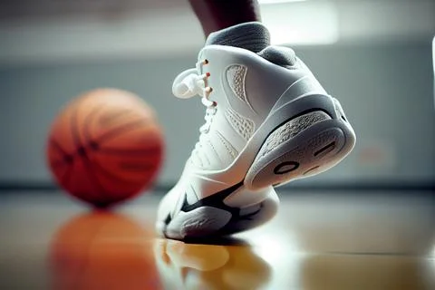High-top classic white leather basketball shoe sneaker Stock Illustration
