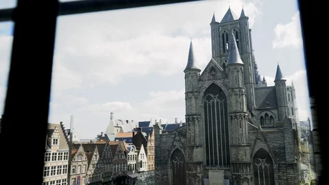 High top view of central square in Ghent Stock Footage 96406123
