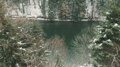 High top view while heavy snowing Stock Footage 165136848