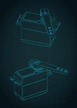 High torque servo drive isometric blueprints Stock Illustration