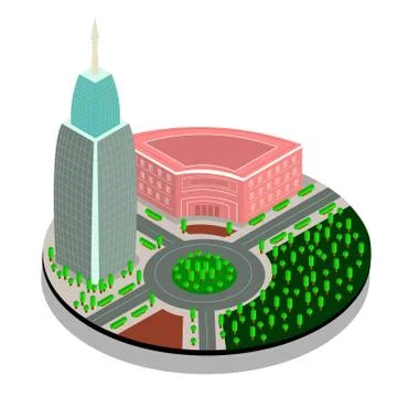 High tower  and a house with  forest Stock Illustration