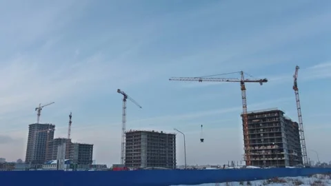 High Tower cranes time lapse Stock Footage 86034538