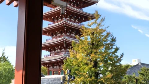 The high tower temple in Senso-ji Temple in Tokyo Japan Stock Footage 121440793
