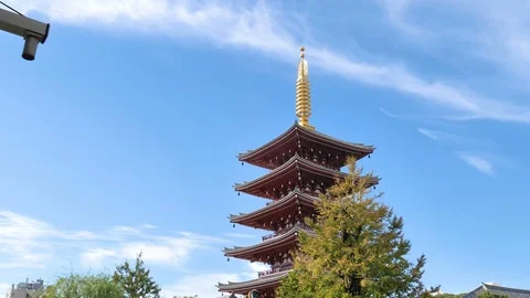 The high tower temple in Senso-ji Temple in Tokyo Japan Stock Footage 121445446