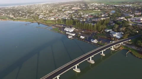 High Track Back Hindmarsh Island Bridge and Goolwa Stock Footage 55814892