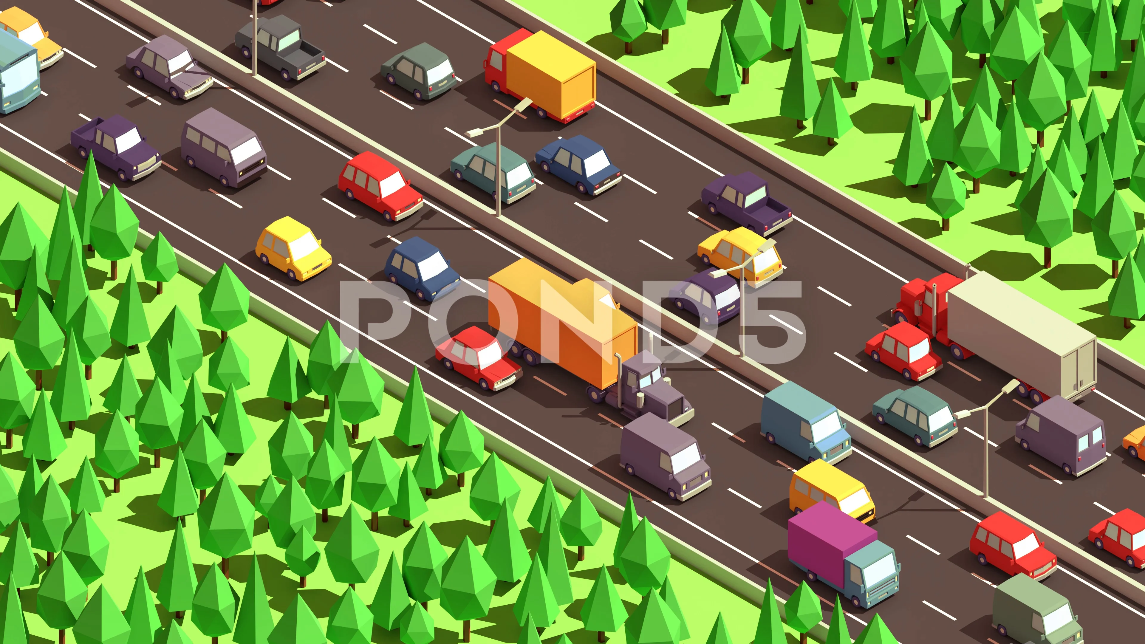 High traffic highway isometric animation | Stock Video | Pond5