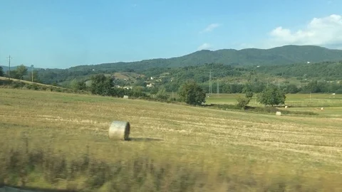 On the High train "Freccia Rossa" 250 km/h passing Tuscany landscapes PART1 Stock Footage 94830628