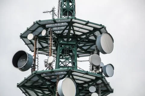 High transmitter mast for mobile services or secret services Stock Photos