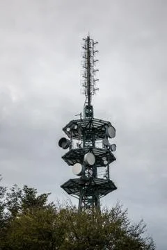 High transmitter mast for mobile services or secret services Stock Photos