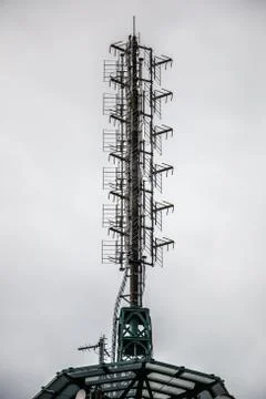 High transmitter mast for mobile services or secret services Stock Photos