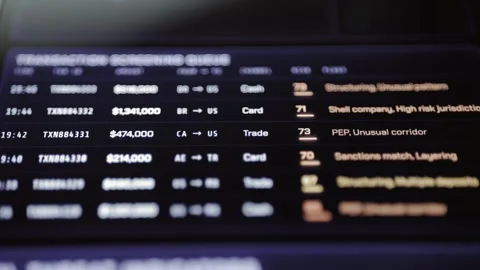 High value transaction table tracks flagged activity Stock Footage 347060382