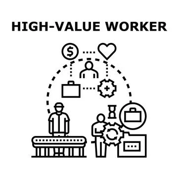 High value worker concept prioritizing productivity and well being Stock Illustration