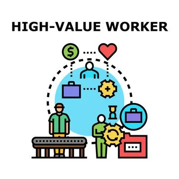 High value worker concept prioritizing productivity and well being Stock Illustration