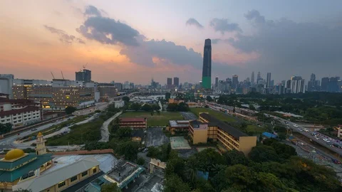 High Vantage Point Wide Angle View Of Kuala Lumpur, Timelapse Pan Right Up Stock Footage 106762063