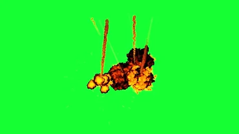 High-Velocity Detonation Effect with Trailing Debris on Green Screen Stock Footage 264626647