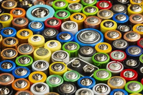 High view battery pollution waste Foto stock