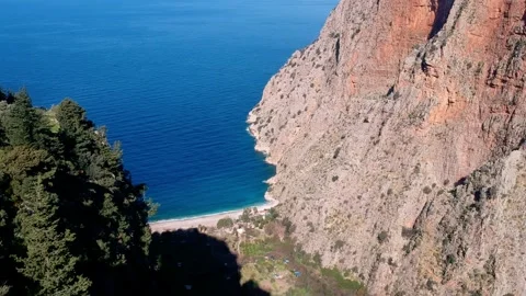 The high view of Butterfly valley deep gorge,Fethiye,Turkey. 스톡 동영상 220288262