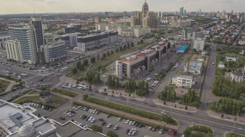 High view of the city - Astana timelapse Stock Footage 59555754
