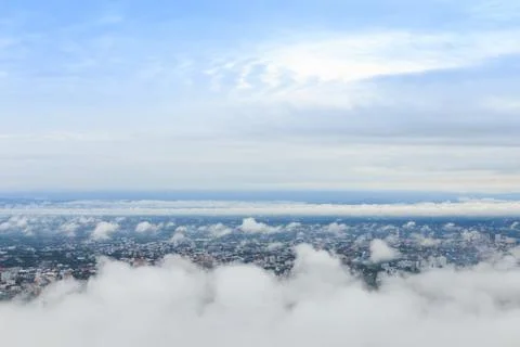 High view city landscape on cloud sky Stock Photos