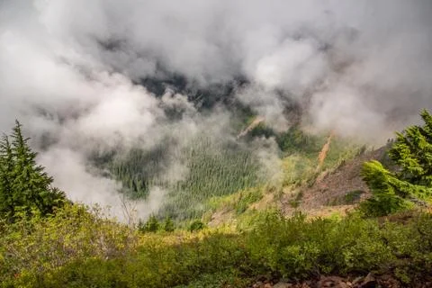 High view on the clouds in the valley Stock Photos