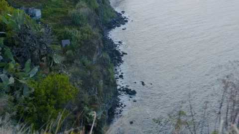 High view of the coastline in Ribeira Brava, Madeira | 6K Stock Footage 169245301