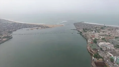 High view of Cotonou's bay Stock Footage 81125980
