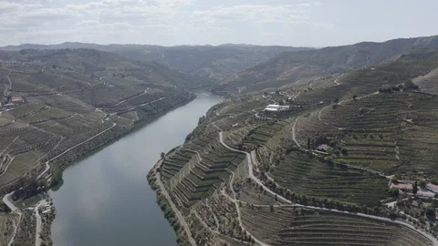 High view of the Douro River, Portugal Stock Footage 122129585